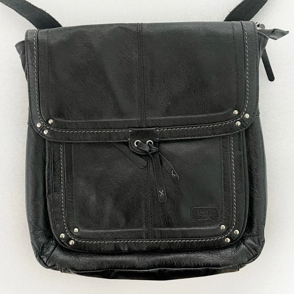 The Sak Ventura Stylish soft black leather Backpack messenger purse handbag